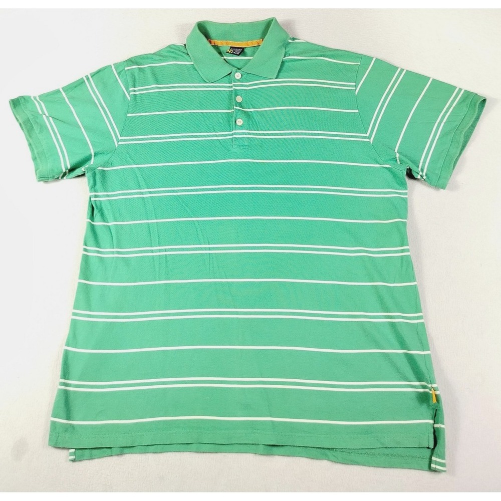 Vintage Nautica Jeans Company Polo Shirt Mens‎ XL Green Stripe Short Sleeve